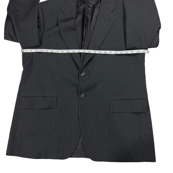 Ralph Ralph Lauren Black & Grey Penstriped Wool Cashmere Suit Jacket Sz 44R EUC - Picture 8 of 12